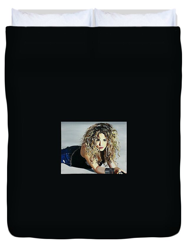 Shakira Duvet Cover featuring the painting Shakira by Gitanjali Sood