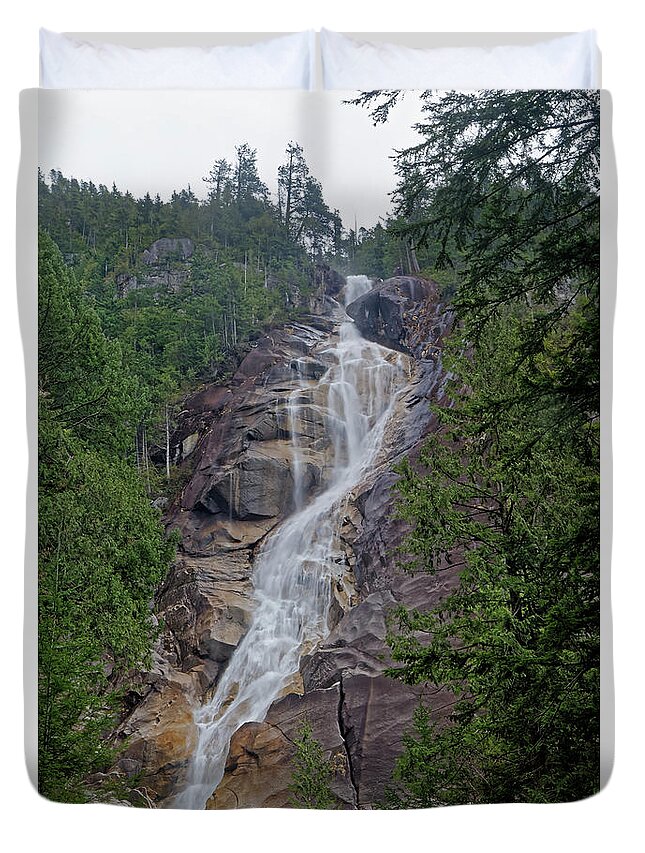Waterfall Duvet Cover featuring the photograph Shannon Falls in British Columbia by Natural Focal Point Photography