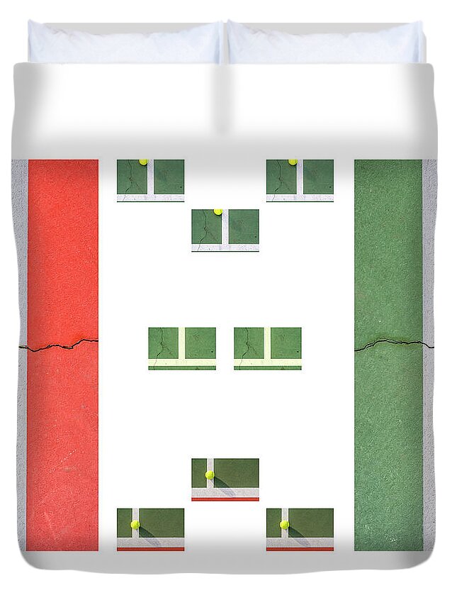 Tennis Duvet Cover featuring the photograph Shapes Of The Tennis Court #2 by Joseph S Giacalone