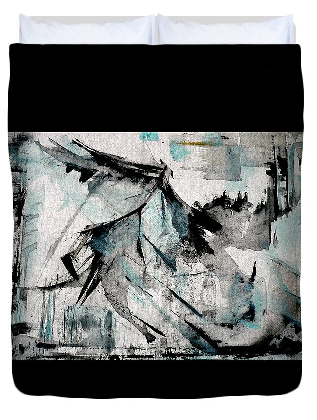 Crow Duvet Cover featuring the painting ShapeShifter by 'REA' Gallery