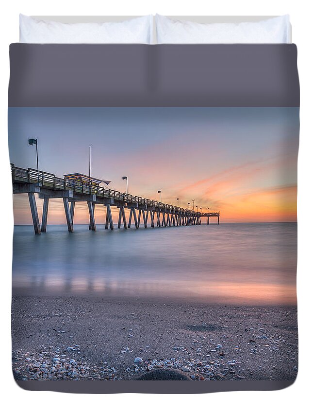 Florida Duvet Cover featuring the photograph Sharky's on the Pier by Paul Schultz