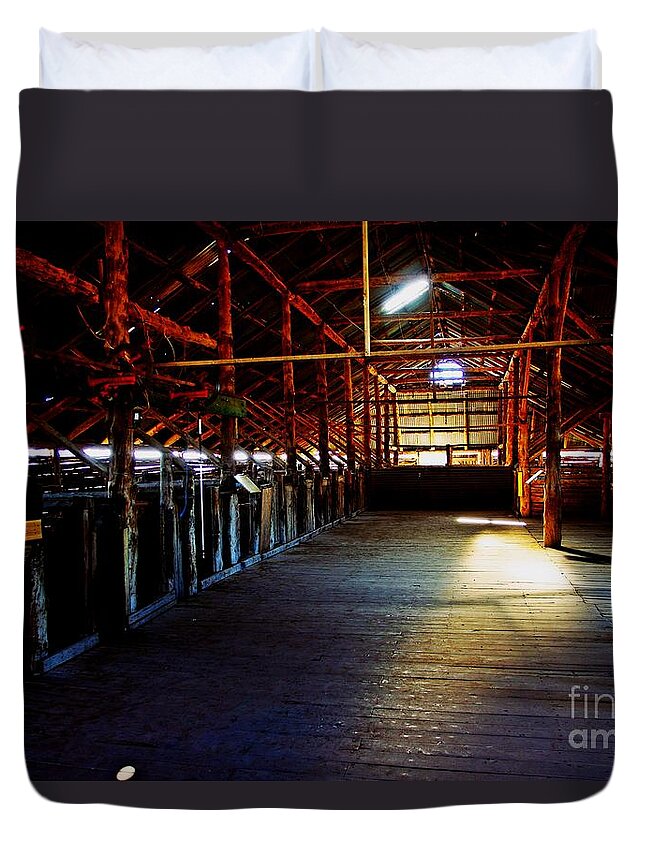 Shearing Shed Duvet Cover featuring the photograph Shearing shed from a bygone era by Blair Stuart
