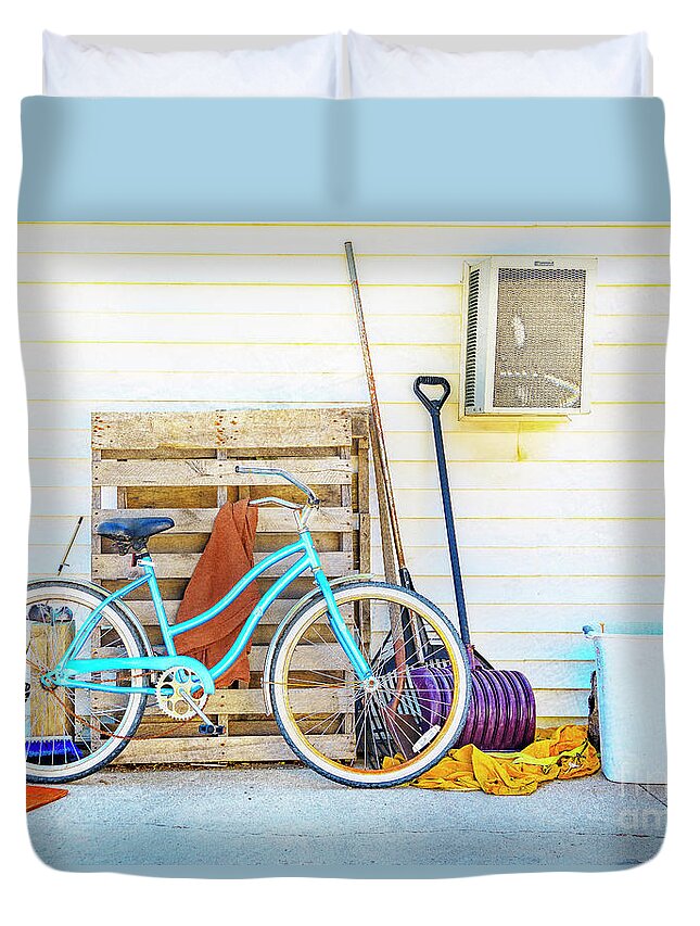 Bicycle Duvet Cover featuring the photograph Shed Barn Bicycle by Craig J Satterlee