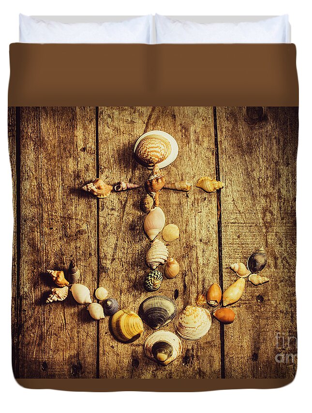 Anchor Duvet Cover featuring the photograph Shell n anchor by Jorgo Photography