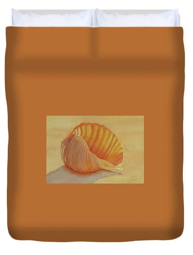Seashells Duvet Cover featuring the painting Shells 6 by Judy Mercer