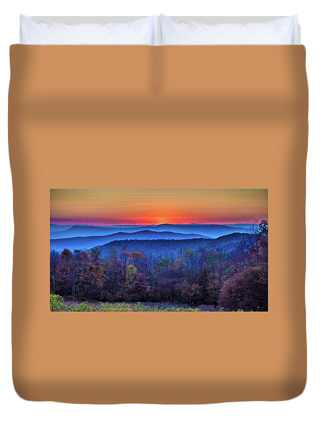 Autumn Duvet Cover featuring the photograph Shenandoah Valley Sunset by Louis Dallara