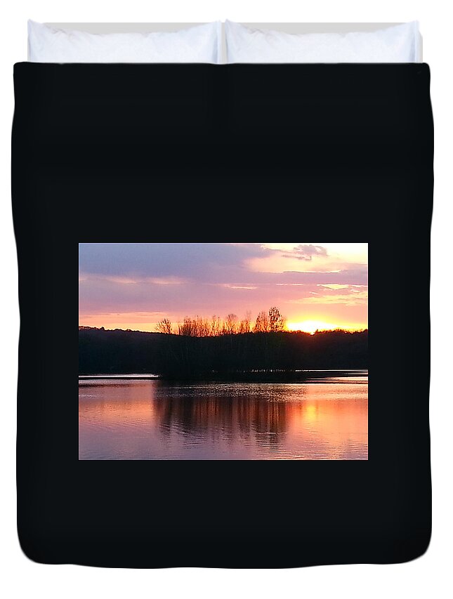 Sunset Duvet Cover featuring the photograph Sherbet Sunset by Dani McEvoy