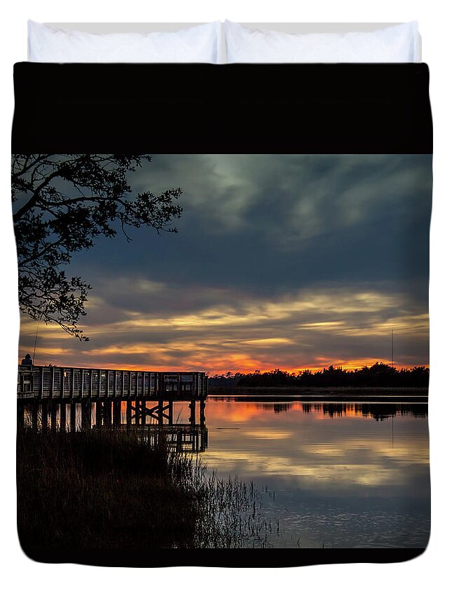 Fishing At Sunset Prints Duvet Cover featuring the photograph Shhhhhhhhhhh by Phil Mancuso