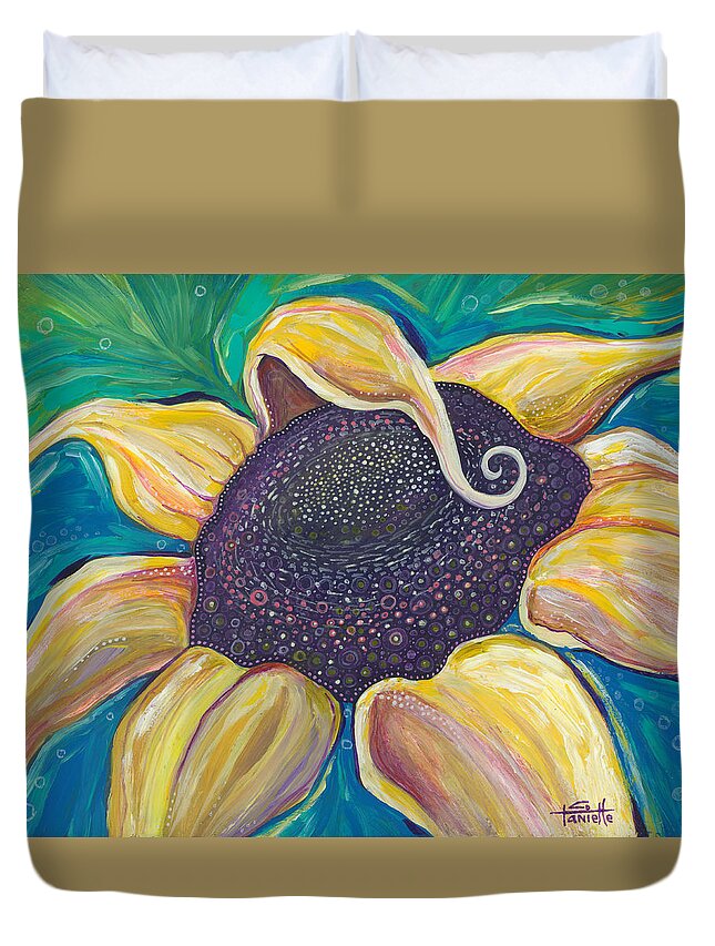 Sunflower Painting Duvet Cover featuring the painting Shine Bright by Tanielle Childers