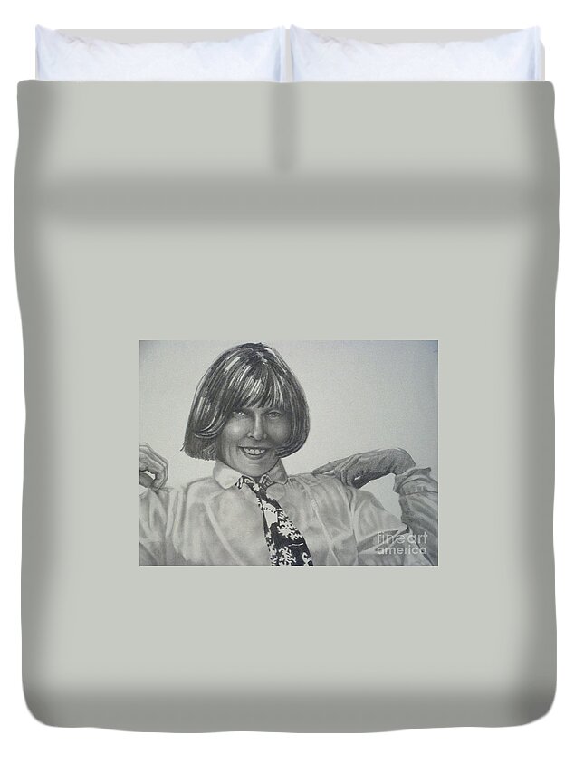 Raku Duvet Cover featuring the drawing Shirt and Tie by William Michel