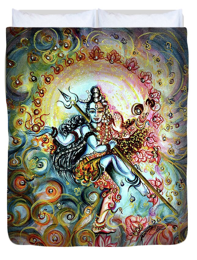 Shiv Duvet Cover featuring the painting Shiva Shakti by Harsh Malik