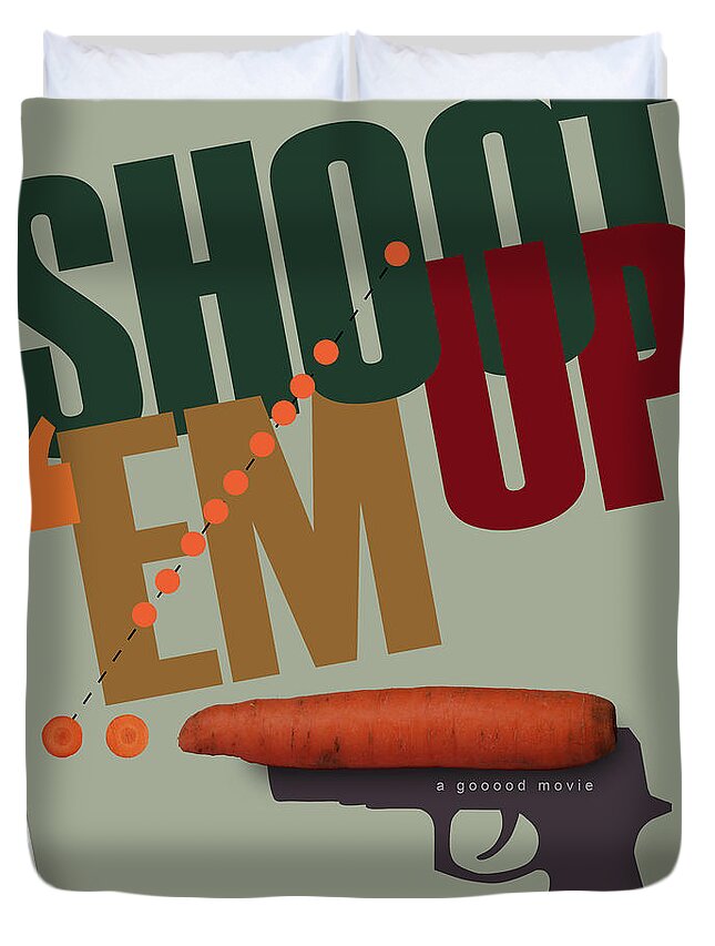 Shoot 'em Up Duvet Cover featuring the digital art Shoot 'Em Up Movie Poster by Attila Meszlenyi
