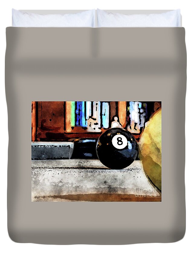 Pool Duvet Cover featuring the digital art Shooting For The Eight Ball by Phil Perkins