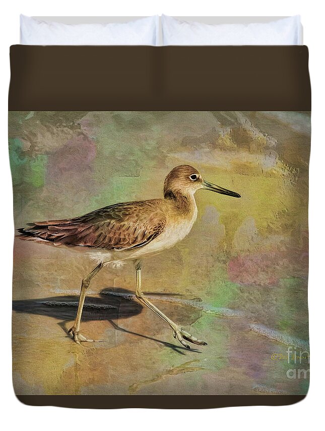 Bird Duvet Cover featuring the painting Shore Bird Beauty by Deborah Benoit