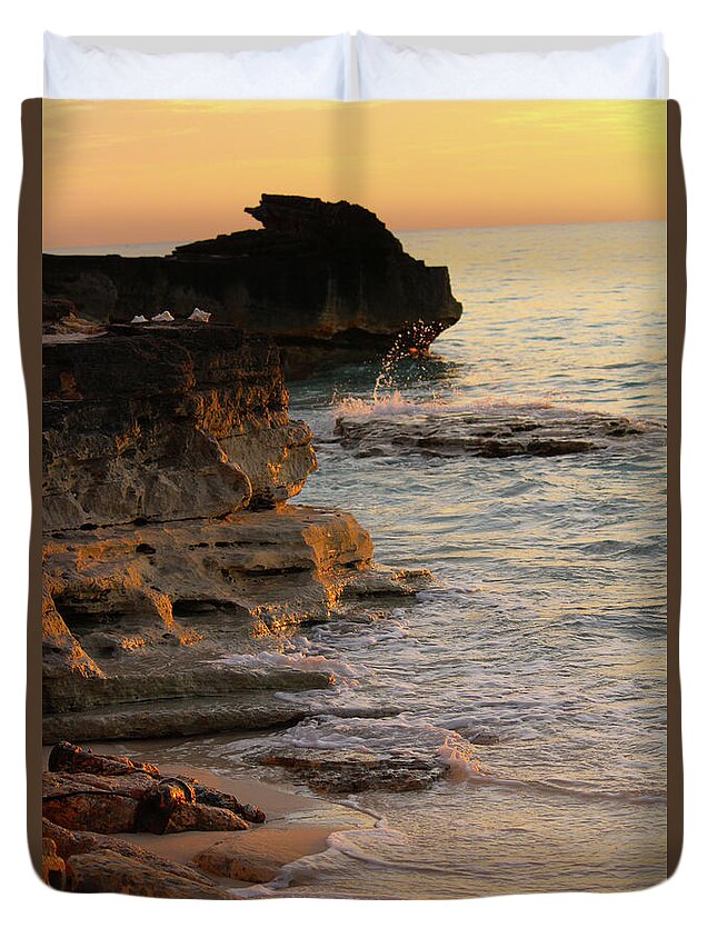Shore Duvet Cover featuring the photograph Shoreline in Bimini by Samantha Delory