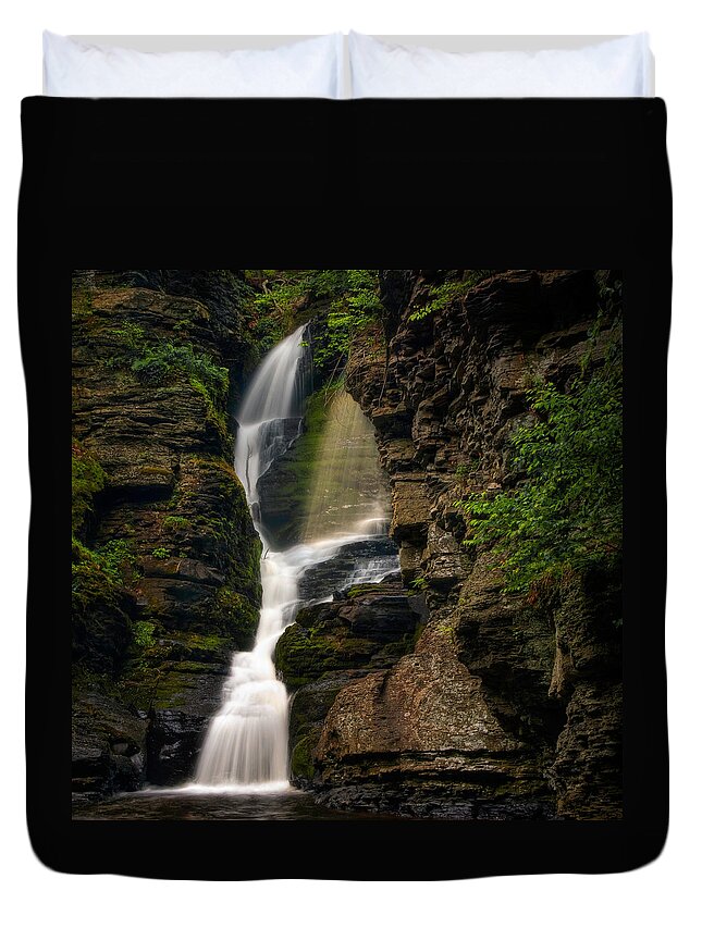 Waterfalls Duvet Cover featuring the photograph Shower of Eden by Neil Shapiro