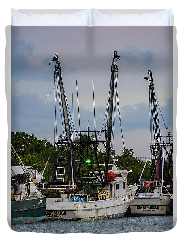Maritime Duvet Cover featuring the photograph Shrimp Boat by Artful Imagery