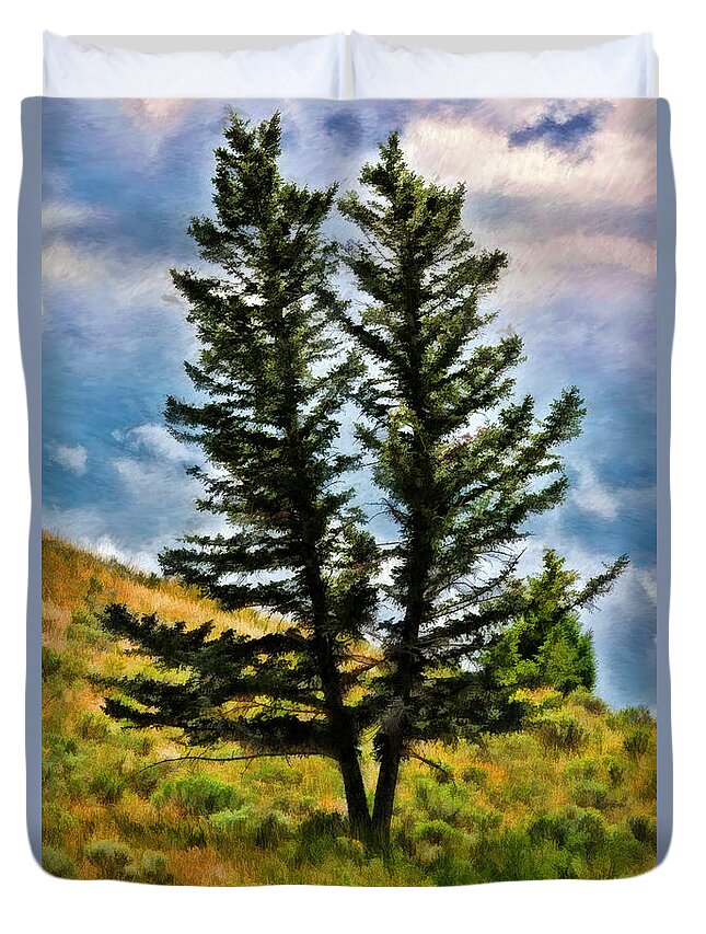 Trees Duvet Cover featuring the photograph Siamese Tree's by Blake Richards