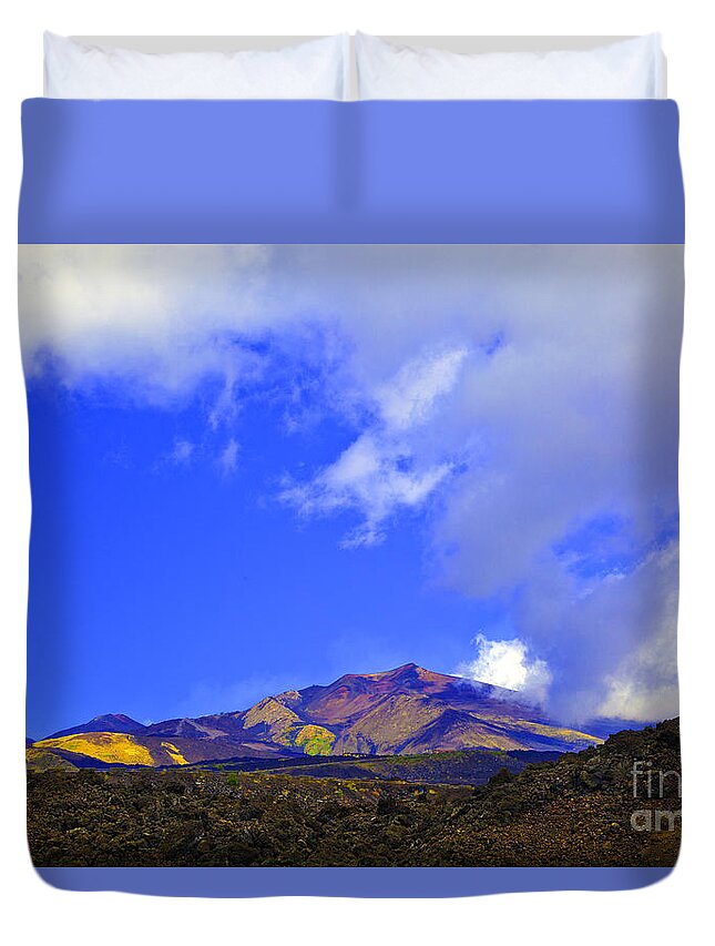Mountains Duvet Cover featuring the photograph Sicily Mountain Top by Madeline Ellis