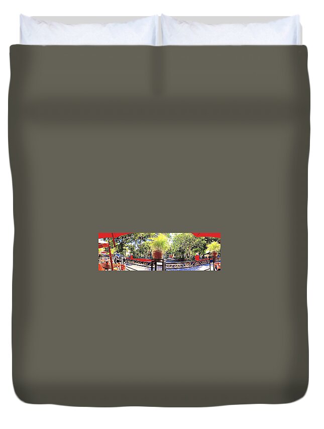 Culture Duvet Cover featuring the digital art Sidewalk Cafe 1 by William Horden