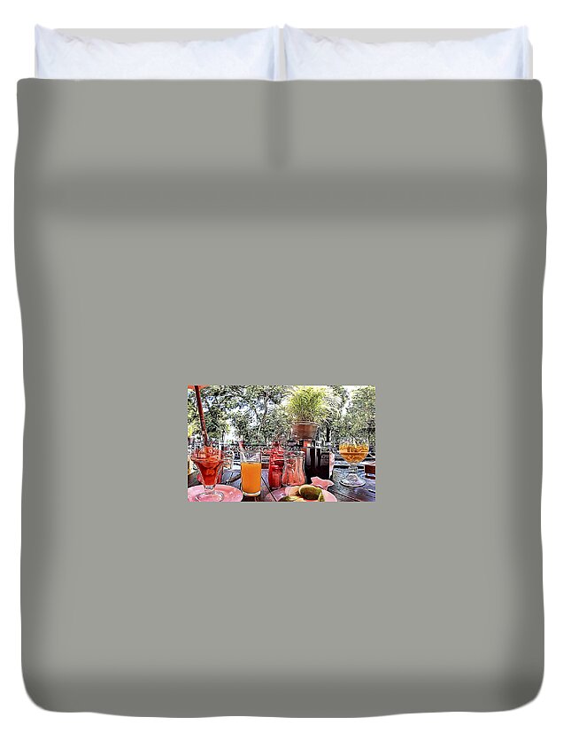 Culture Duvet Cover featuring the digital art Sidewalk Cafe 3 by William Horden