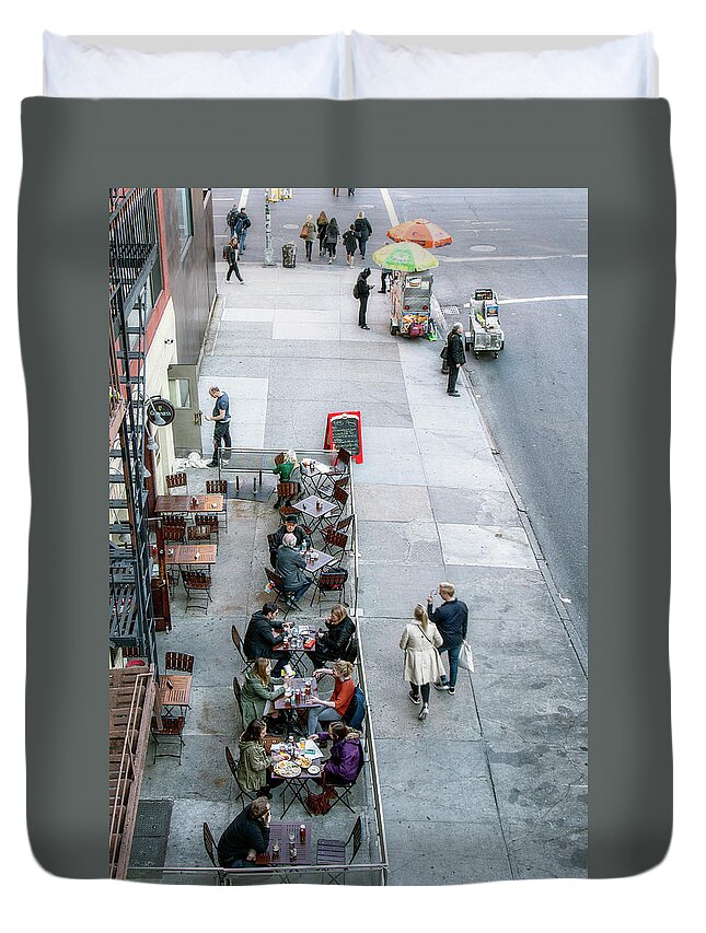 Street Duvet Cover featuring the photograph Sidewalk Cafe by Alan Raasch
