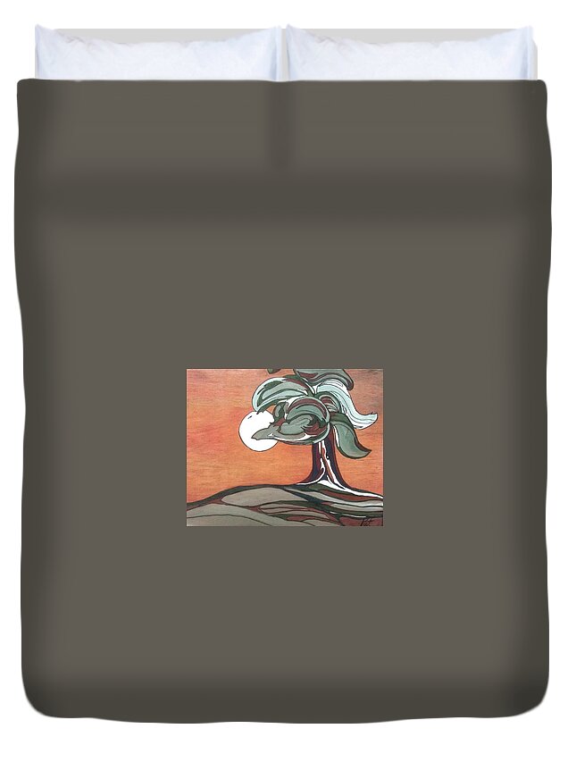 Landscape Duvet Cover featuring the painting Sienna Skies by Pat Purdy