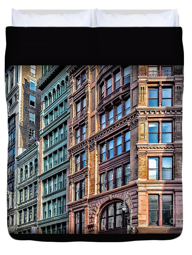 New York City Duvet Cover featuring the photograph Sights in New York City - Colorful Buildings by Walt Foegelle