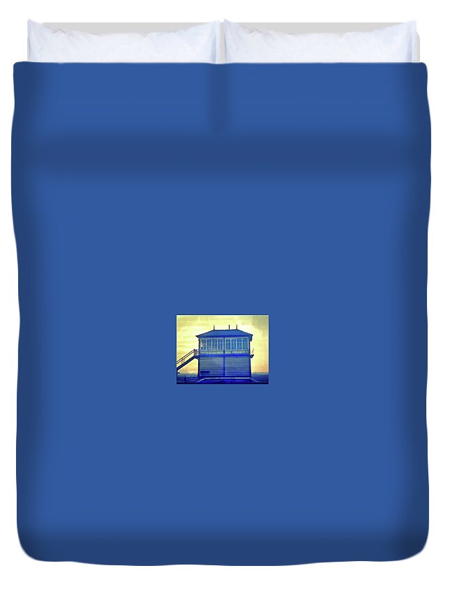 Railways Duvet Cover featuring the photograph Signalbox Valhalla by Richard Denyer