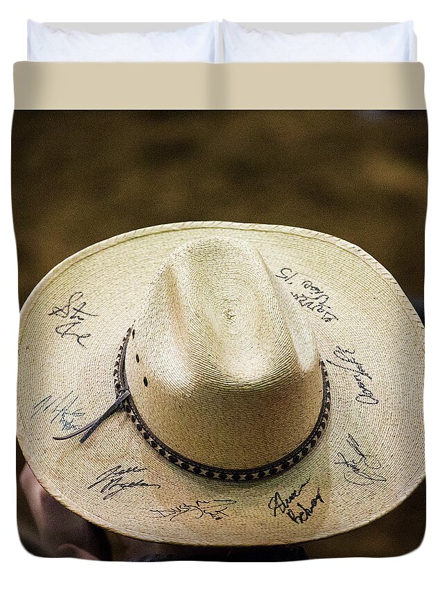 Cowboy Hat Duvet Cover featuring the photograph Signature hat by Jeff Kurtz