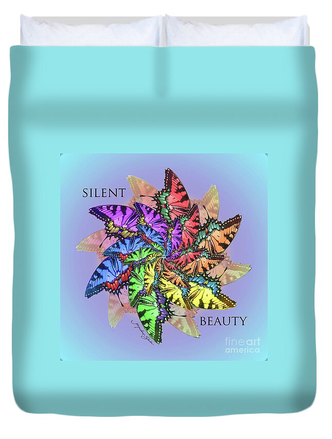 Butterfly Duvet Cover featuring the digital art Silent Beauty by Jacqueline Shuler