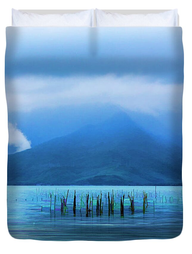 Vietnam Lakes Landscapes Duvet Cover featuring the photograph Silent Lake by Rick Bragan