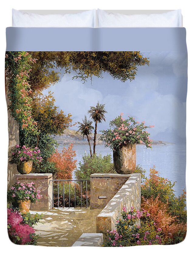 Seascape Duvet Cover featuring the painting Il Silenzio by Guido Borelli