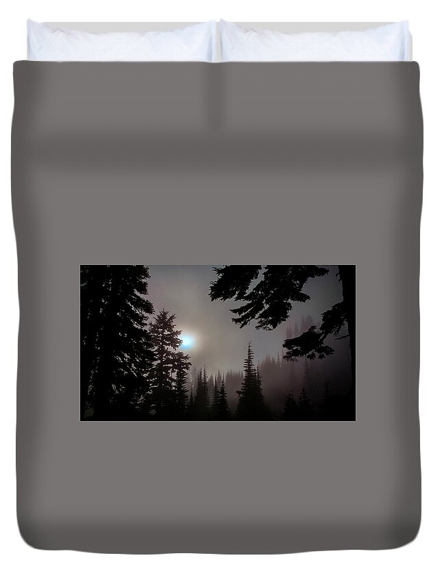 Silhouette Duvet Cover featuring the photograph Silhouettes in the Mist 2008 by Greg Reed