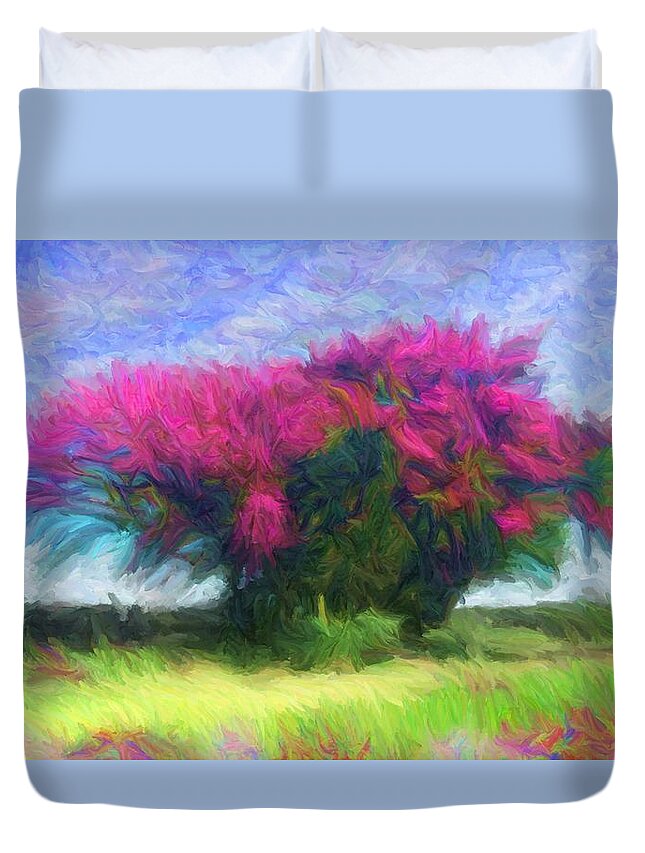 Silk Floss Tree Duvet Cover featuring the digital art Silk Floss Tree by Caito Junqueira