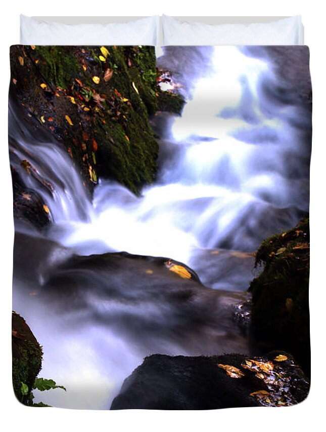 Water Duvet Cover featuring the photograph Silky fall by Stephen Melia