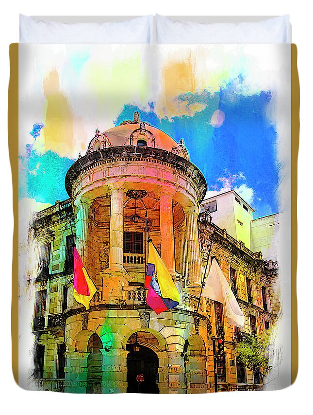 Silly Duvet Cover featuring the photograph Silly Hall, Cuenca, Ecuador by Al Bourassa