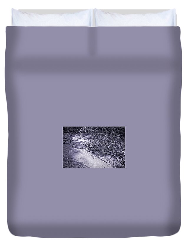 Winterscapes Duvet Cover featuring the photograph Silver Brook in Winter by Gary Shepard