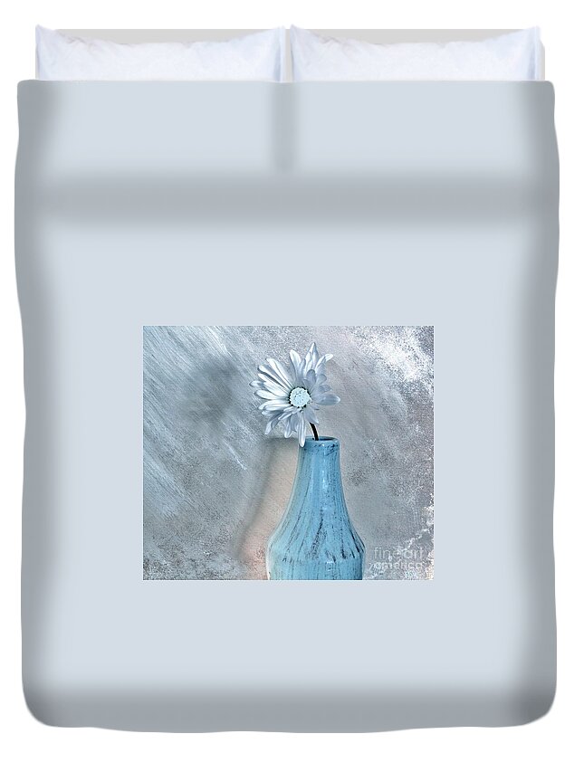 Photo Duvet Cover featuring the photograph Silver Daisy Whimsical Flower by Marsha Heiken