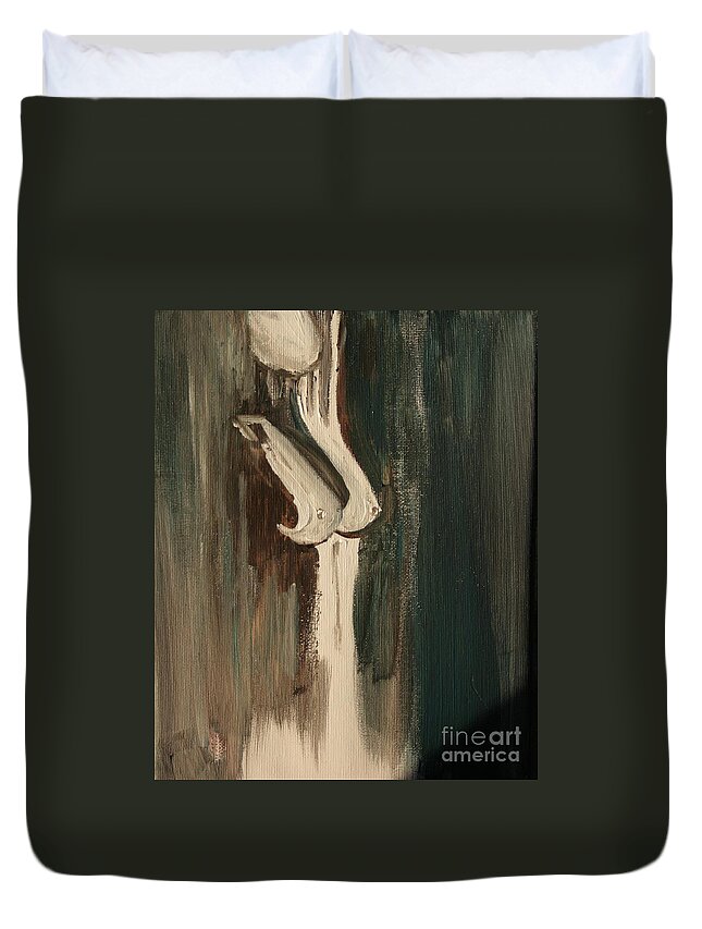 Nude Duvet Cover featuring the painting Silver Silhouette by Julie Lueders 