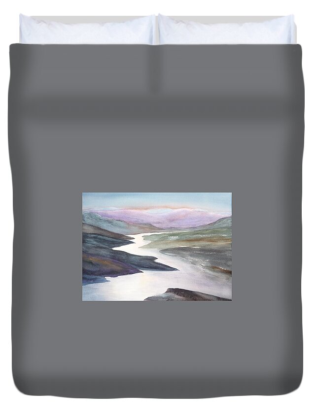 River Duvet Cover featuring the painting Silver Stream by Ruth Kamenev