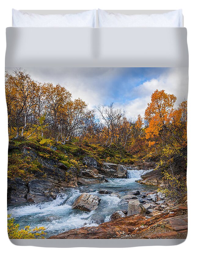 Abisko Duvet Cover featuring the photograph Silverfallet by James Billings