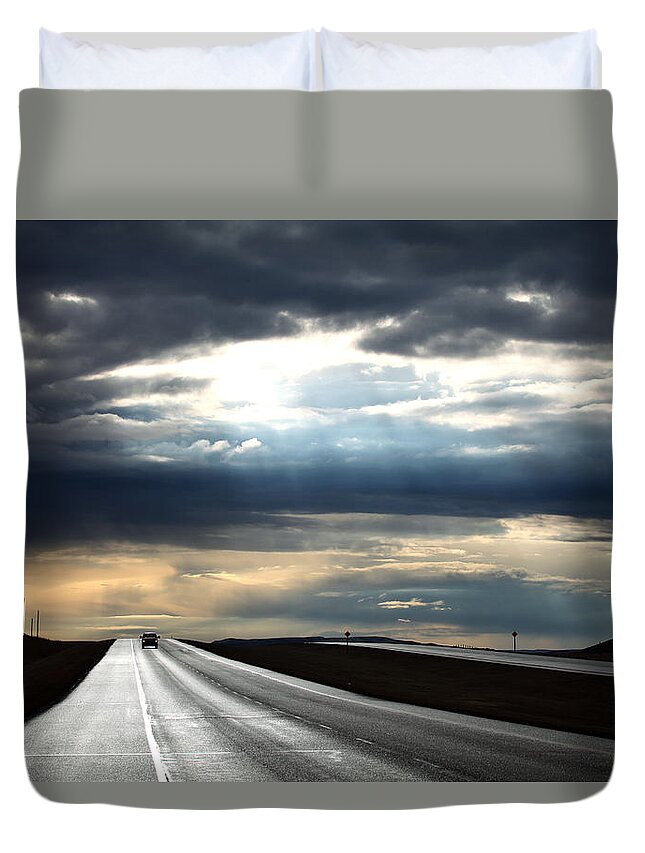 Weather Duvet Cover featuring the photograph Silverway by Darcy Dietrich