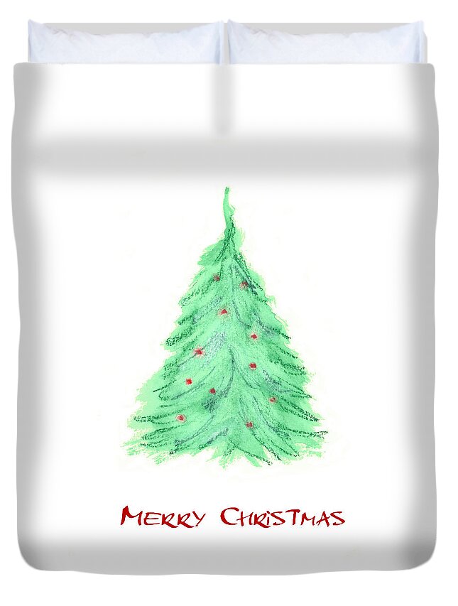 Wax Pastel Duvet Cover featuring the painting Simple Christmas card 2 by Marna Edwards Flavell