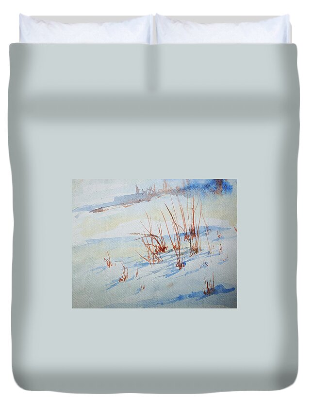 Landscape Paintings Duvet Cover featuring the painting Simple Sketch by Julie Lueders 