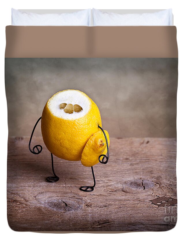 Lemon Duvet Cover featuring the photograph Simple Things 12 by Nailia Schwarz