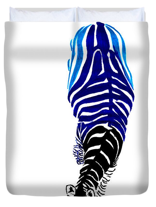 Zebra Duvet Cover featuring the drawing Simplified Confusion by Kayleigh Semeniuk