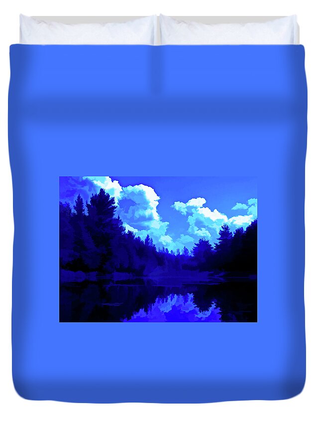 Pond Duvet Cover featuring the photograph Simply Blue Pond Reflections by Aimee L Maher ALM GALLERY