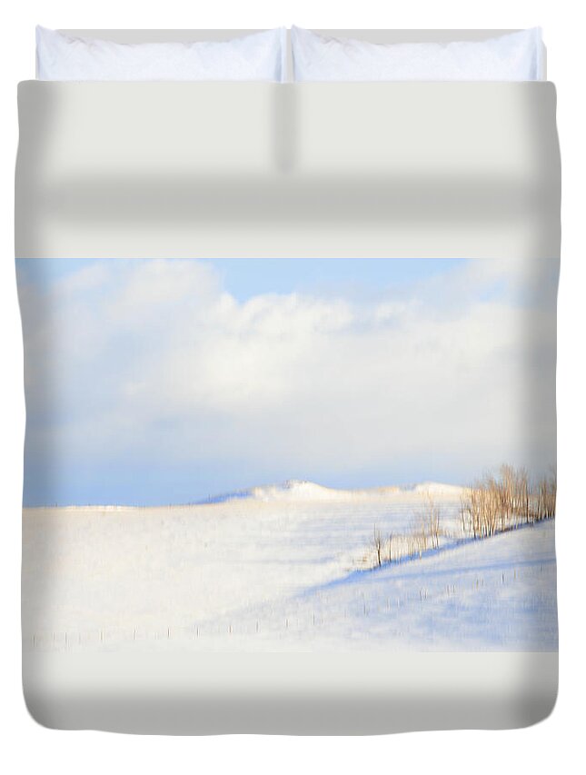 Minimalism Duvet Cover featuring the photograph Simply Snow Landscape by Theresa Tahara