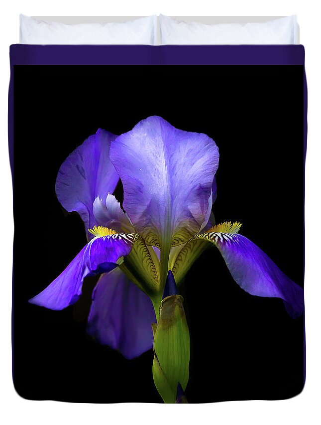 Purple Iris Duvet Cover featuring the photograph Simply Stunning by Penny Meyers